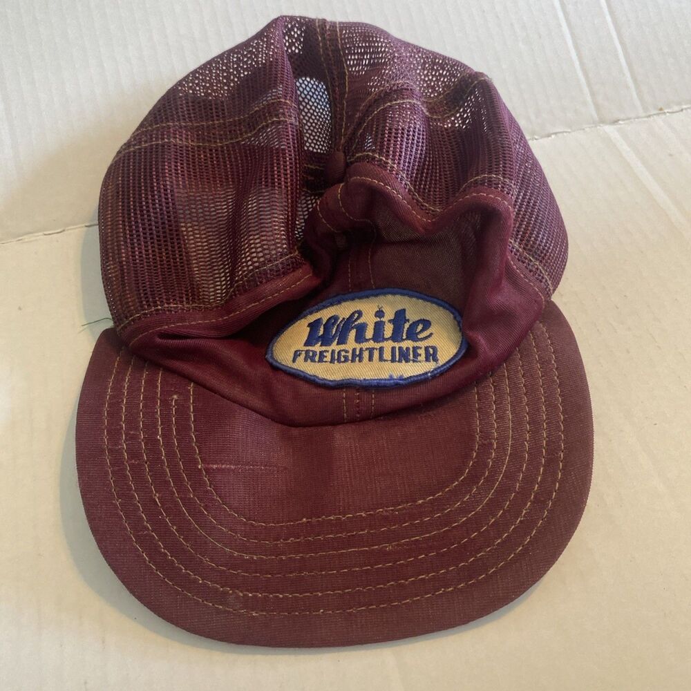 RARE WHITE FREIGHTLINER Mesh Snapback Patch Hat Cap Trucker Hipster Vintage